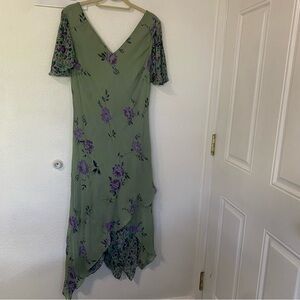 Eva blue midi vintage romantic whimsical dress floral